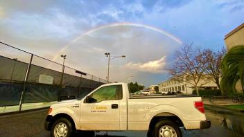 truck and rainbow
