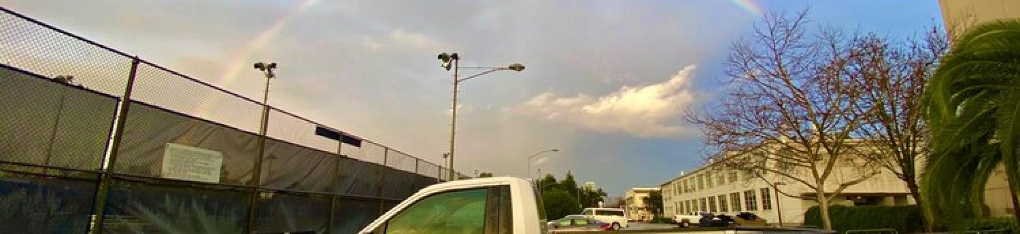 truck and rainbow